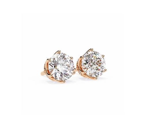 Round Solitaire Studs - KFJ-4002 - exclusive to KHOJA Fine Jewelry